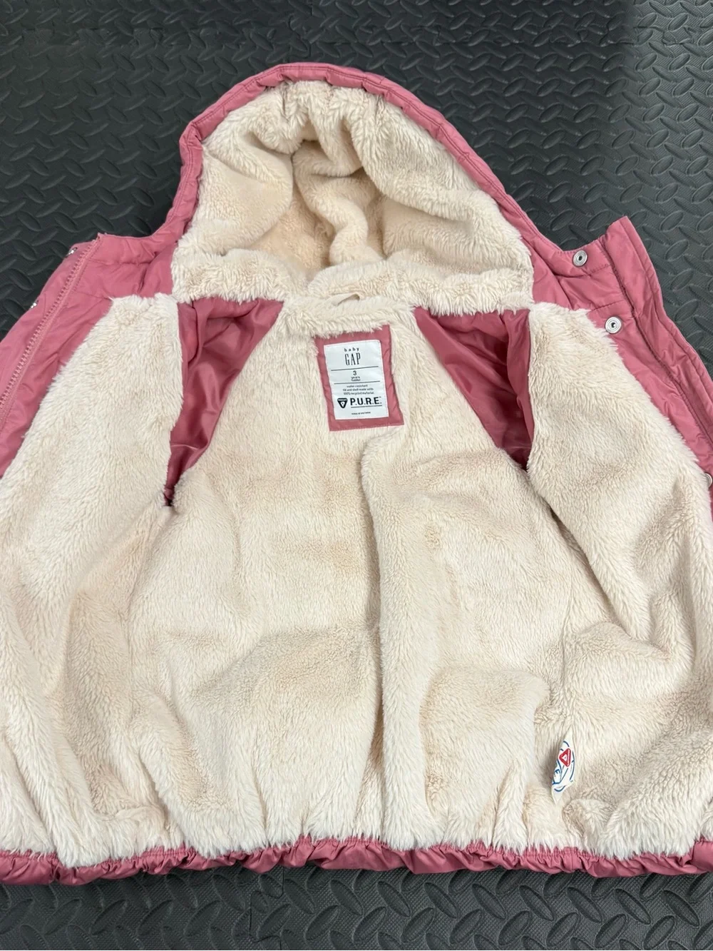 GAP Baby Size 3 Faux-Fur Lined Jacket in Rose Pink
